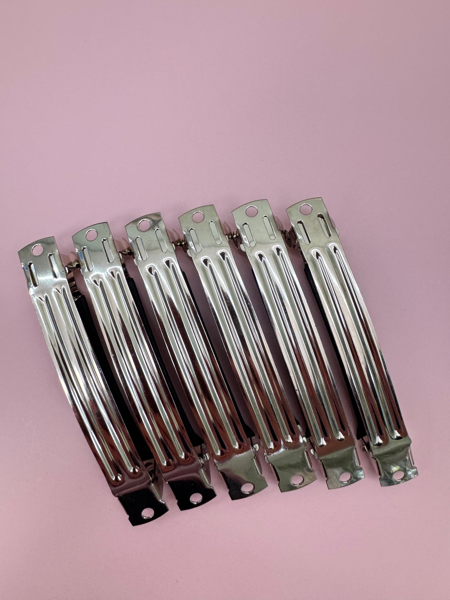Silver Metal French Barrette Hair Clips, 6 PCS