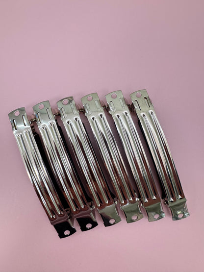 Silver Metal French Barrette Hair Clips, 6 PCS