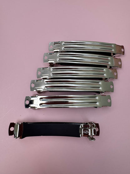 Silver Metal French Barrette Hair Clips, 6 PCS