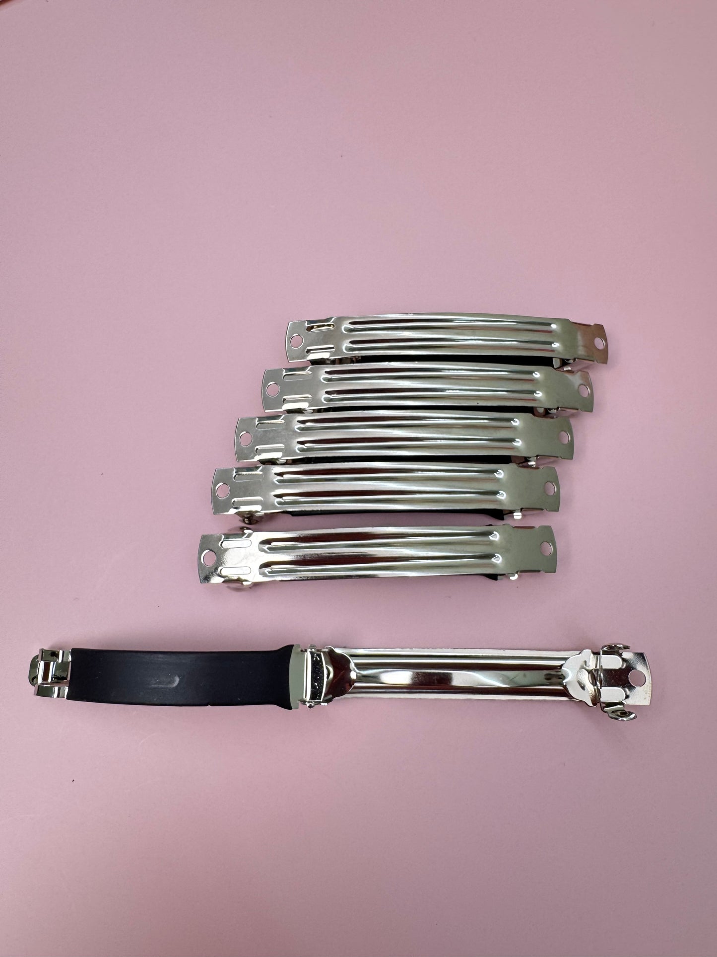 Silver Metal French Barrette Hair Clips, 6 PCS
