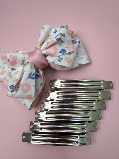Silver Metal French Barrette Hair Clips, 6 PCS