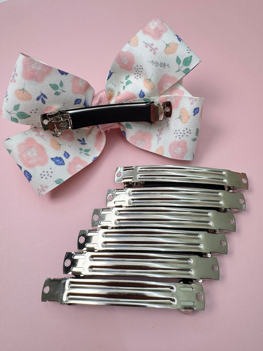 Silver Metal French Barrette Hair Clips, 6 PCS
