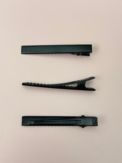 Black Metal Alligator Hair Clips, 10 Pcs