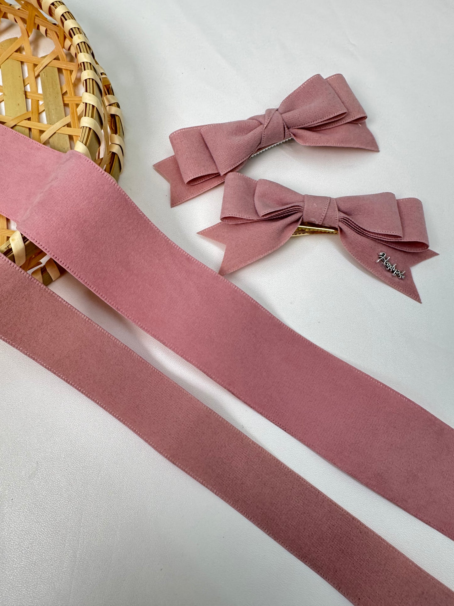 Pink Double Faced Suede Ribbon 1'' and 1.5''