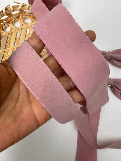 Pink Double Faced Suede Ribbon 1'' and 1.5''