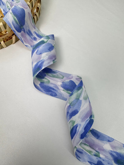 1.5'' Double Faced Blue Pattern Ribbon