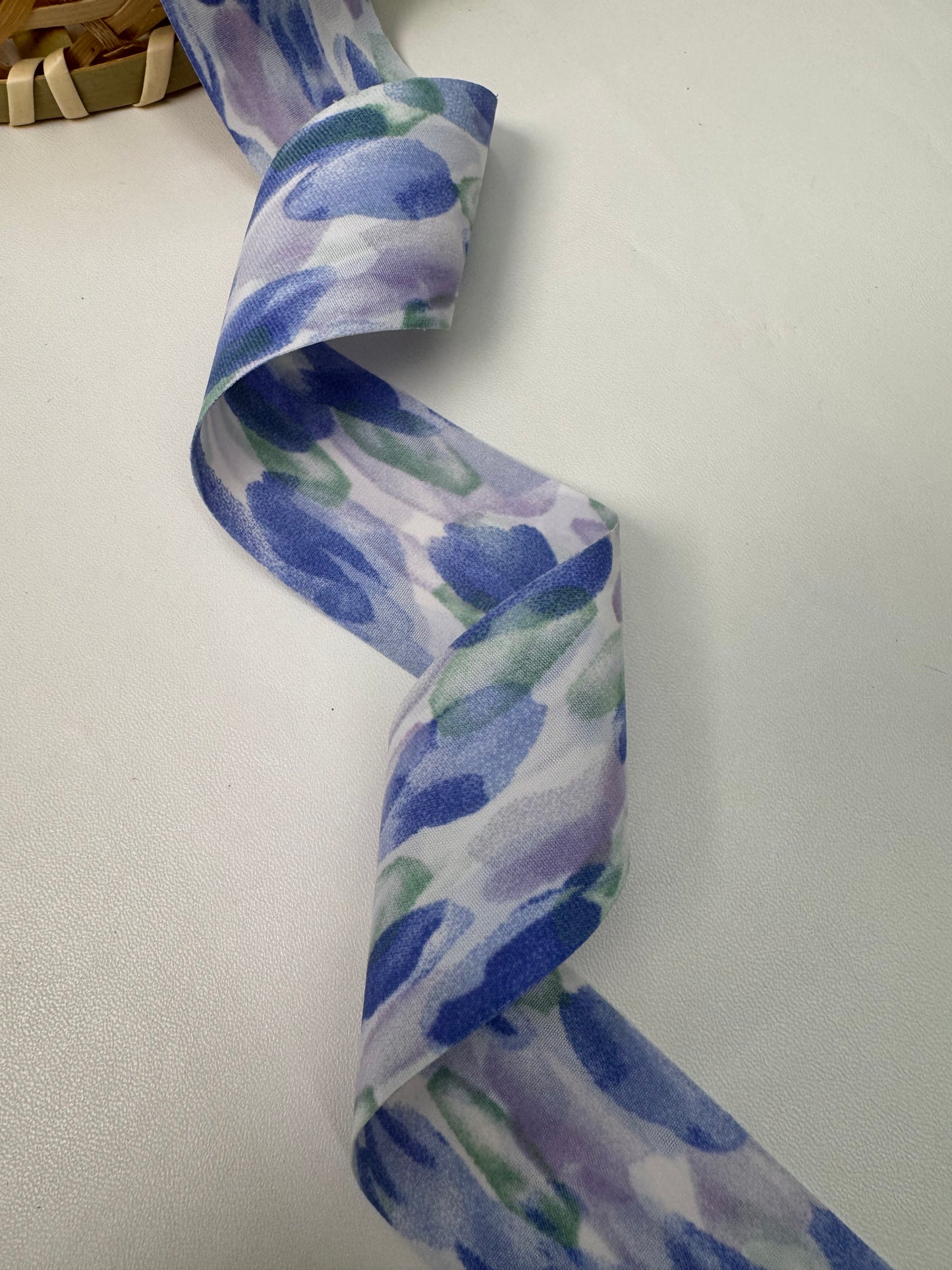 1.5'' Double Faced Blue Pattern Ribbon