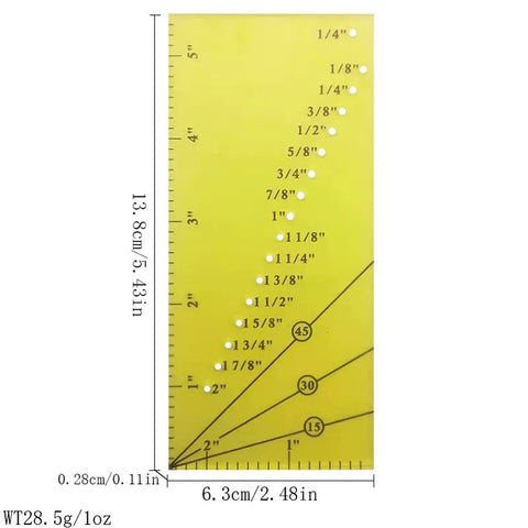 Seam Guide Ruler & Gauge for 1/8”- 2” Straight Line Hems