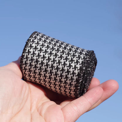 1.6'' Black and White Houndstooth Woven Ribbon