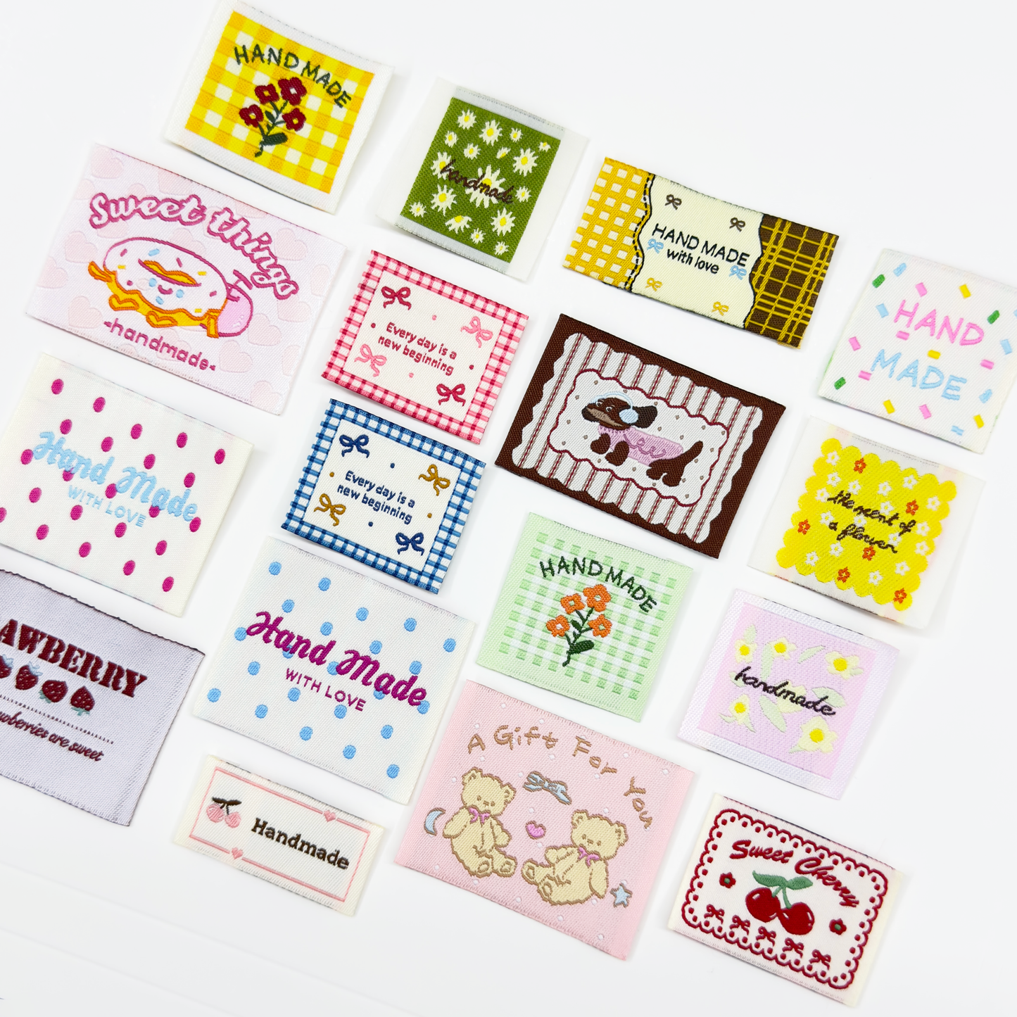 Green Check Handmade Woven Labels