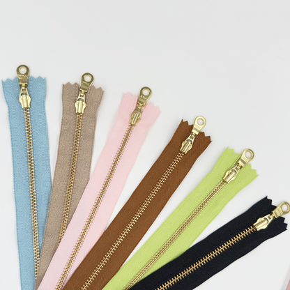 YKK Size 3 Nude Pink Brass Zipper l Donut Pull