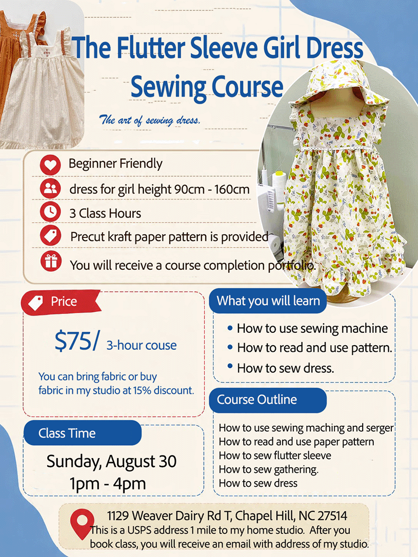 The Flutter Sleeve Girl Dress Sewing Course