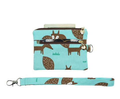 Squirrel Coin Pouch, Double Zipper Wallet, Purse for ID Cards