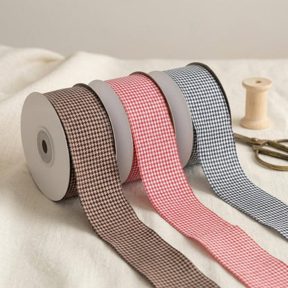 1.6'' Black and White Houndstooth Woven Ribbon