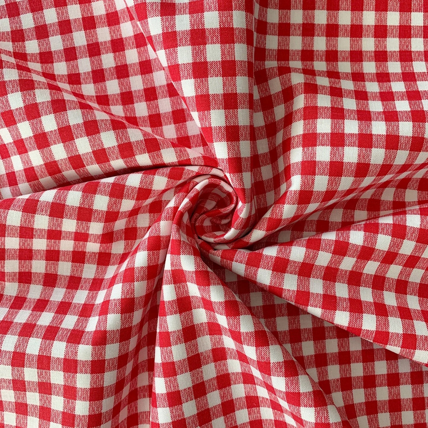 White and Red Gingham Fabric 57'' Wide