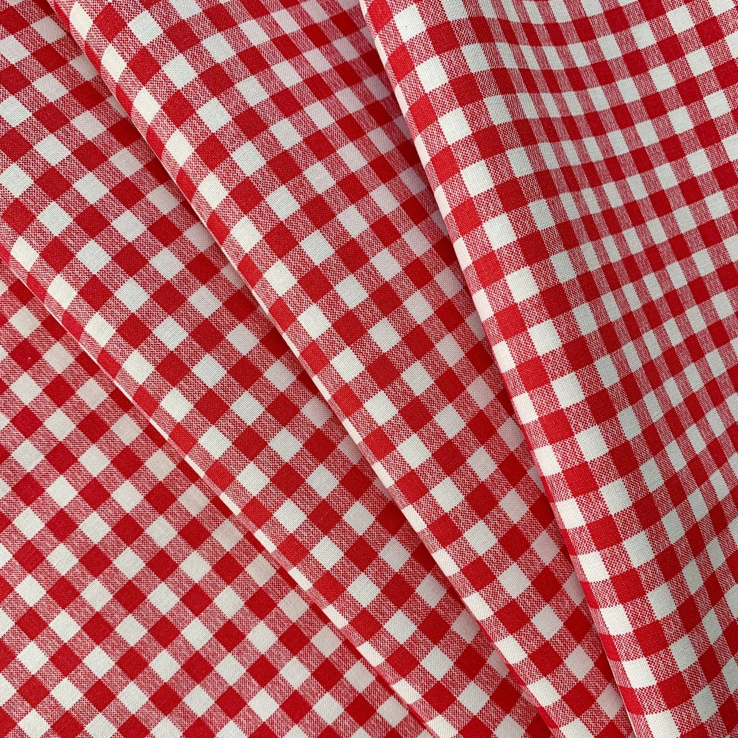 White and Red Gingham Fabric 57'' Wide