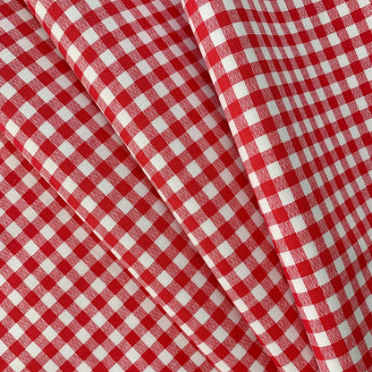 White and Red Gingham Fabric 57'' Wide
