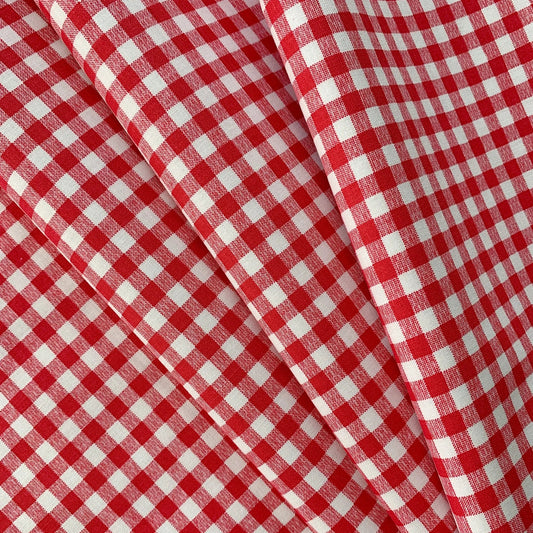 White and Red Gingham Fabric 57'' Wide