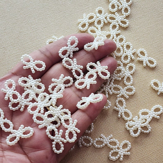 Ivory White Faux Pearl Bow for DIY