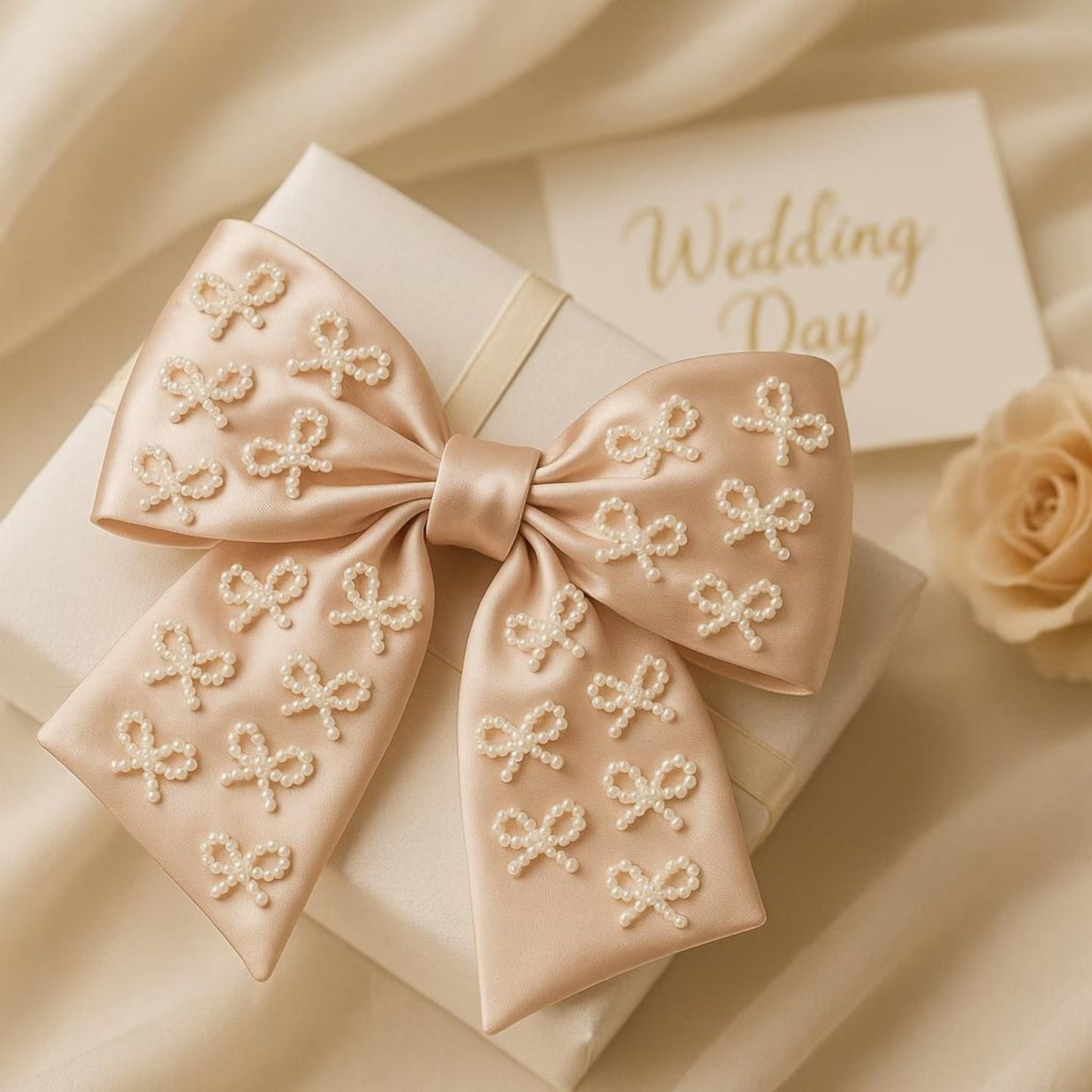 Ivory White Faux Pearl Bow for DIY