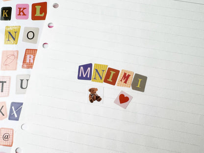 Magazine Cut Out Alphabet Sticker Sheet, FREE Shipping