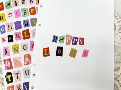 Magazine Cut Out Alphabet Sticker Sheet, FREE Shipping