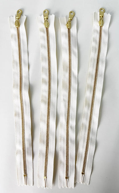 YKK Size 3 Off White Brass Zipper l Donut Pull
