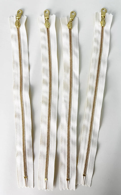 YKK #3 Off White Brass with Donut Pull- 15,18,20,25,30,35cm