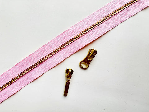 YKK #3 Brass Zippers Kits - 1yd & 3 Pulls