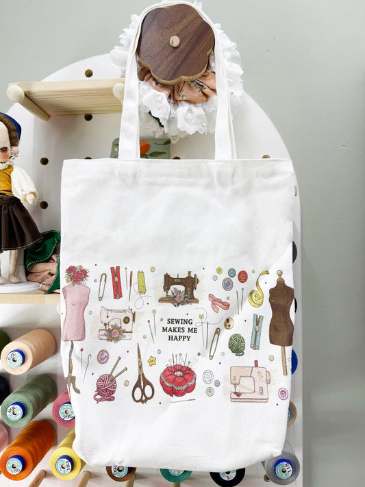 Sewing Canvas Zipper Bag - Sewing Tote