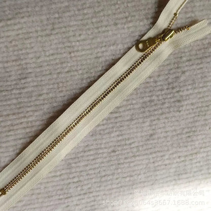 YKK Size 3 Off White Brass Zipper l Donut Pull