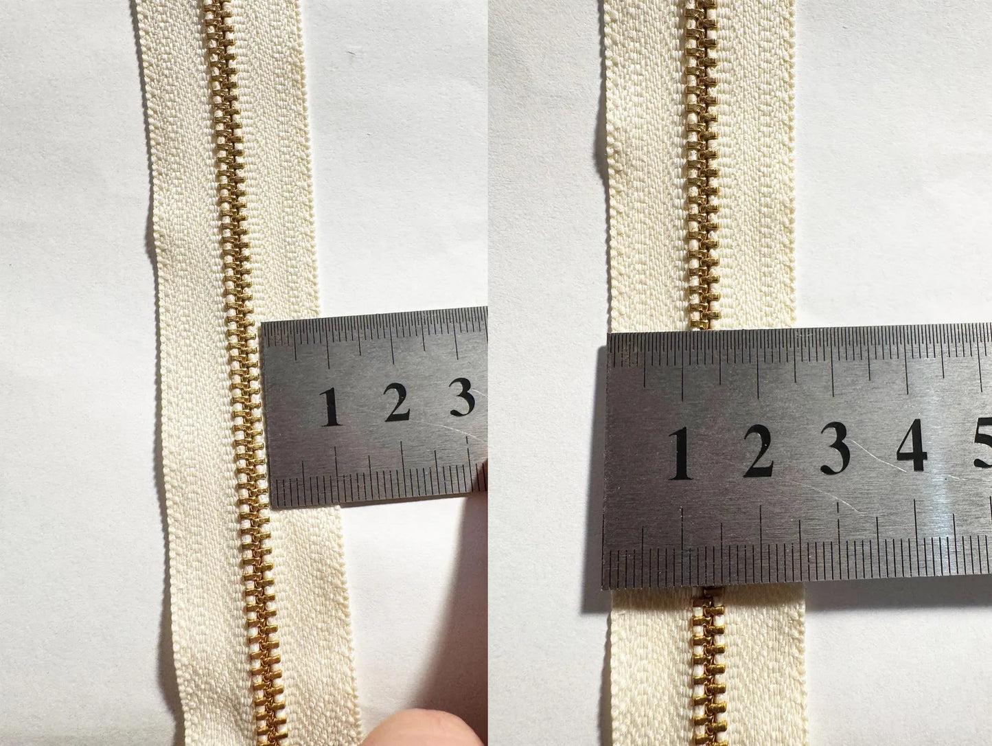YKK Size 3 Off White Brass Zipper l Donut Pull