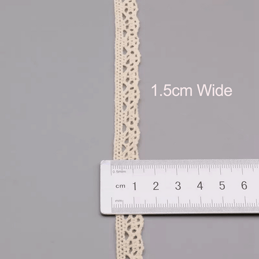 1.5cm Cotton Lace Trim (3 Yards 5 Yards)