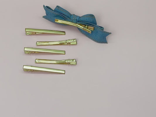 Narrow Gold Alligator Hair Clip Base, 6 PCS