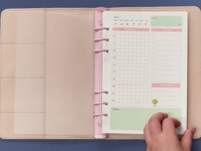 Daily Schedule A5 Printed Planner Inserts, 6-Hole Punch, 45 Sheets (90 pgs)