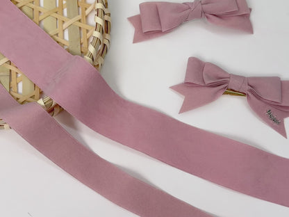 Pink Double Faced Suede Ribbon 1'' and 1.5''