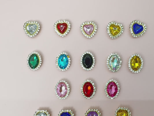 Rhinestone Heart Button, DIY Crystal Gem