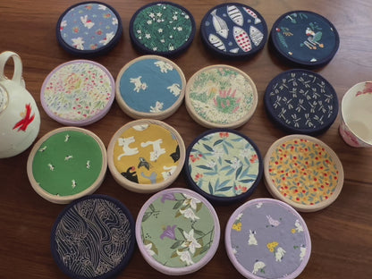 Giverny Round Fabric Coasters Set