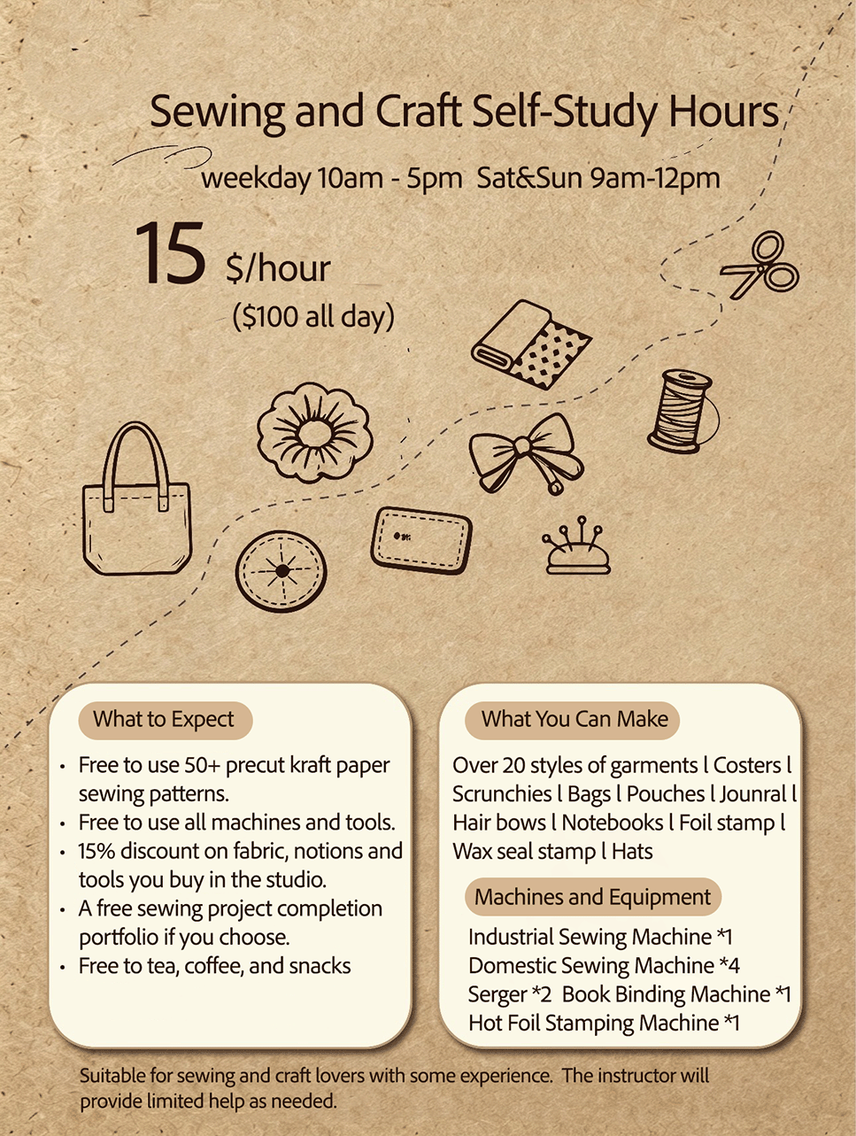 Sewing and Craft Self-Study Hours on Weekends