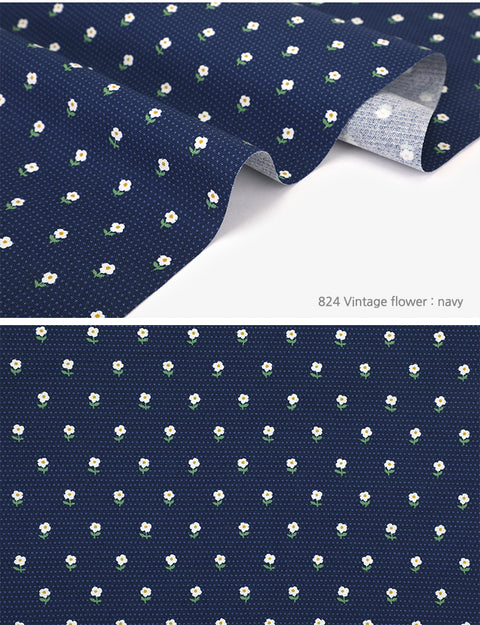 1/2 yard 100% Cotton Oxford Vintage Flower 60" Wide